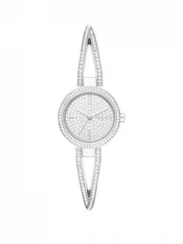 Image of DKNY Swarovski Crystal Adorned Half Bangle Ladies Cocktail Watch, One Colour, Women