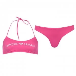 Image of Emporio Armani Logo Bikini Set Fuxia Pink Size L Women