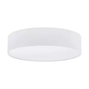 Image of Flush Ceiling Light Colour White Round White Fabric Shade Bulb E27 3x60W