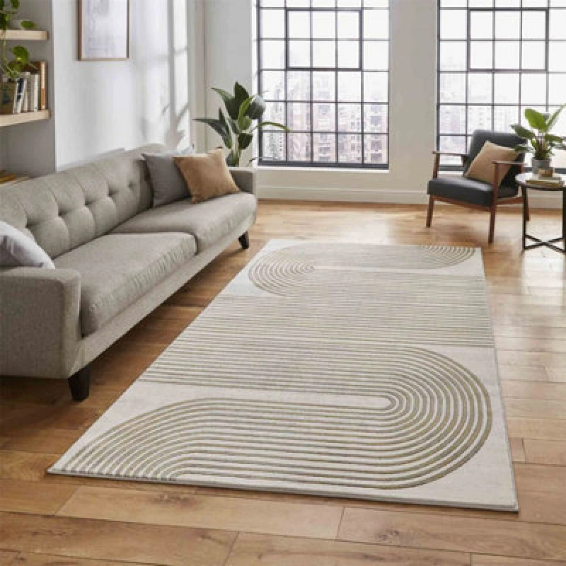 Image of Apollo Swirl Washable Rug Gold