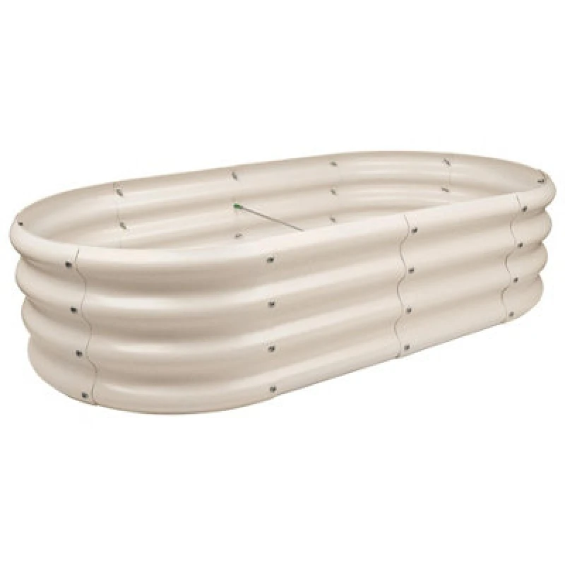 Image of Harbour Housewares Rounded Galvanised Steel Outdoor Raised Garden Bed Planter Medium - 120Cm X 60Cm - Ivory