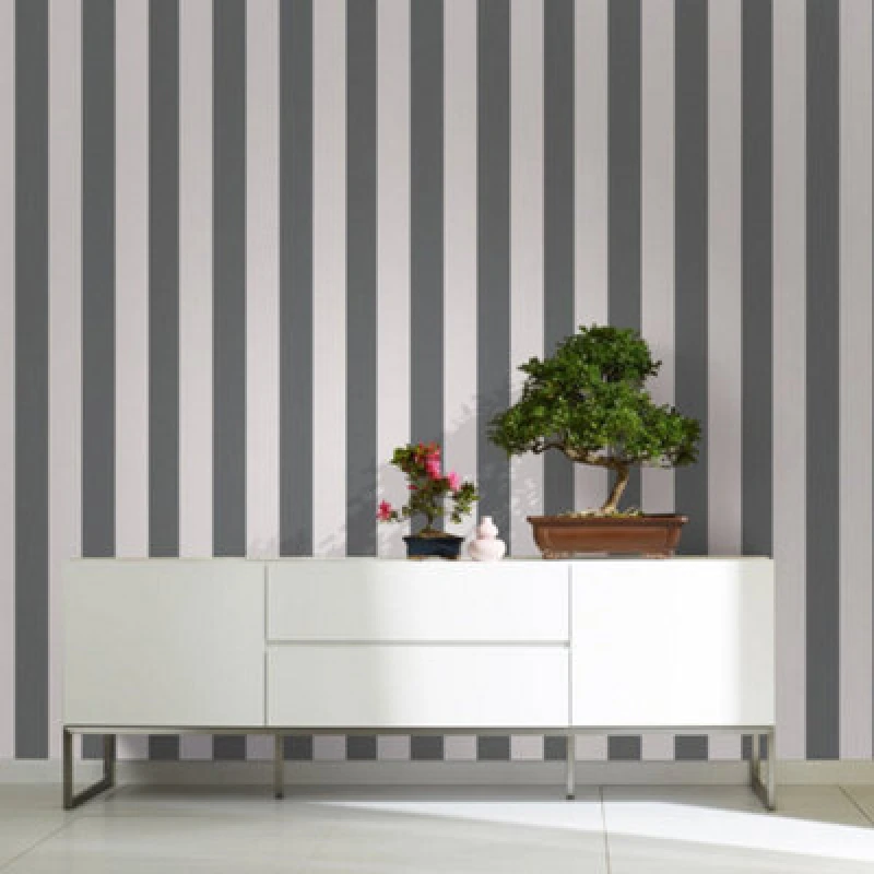 Image of Galerie Industrial Effects Black Stripe Design Wallpaper Roll