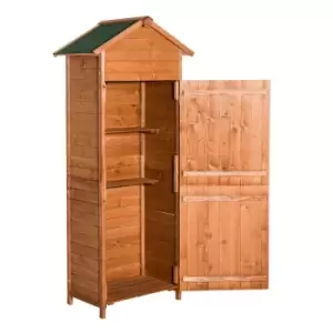 Image of Outsunny Wood Garden Storage Shed Tool Cabinet W/ Felt Roof, 190X79X49Cm, Brown
