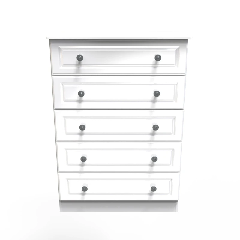 Image of Ready Assembled 2 U Stirling 5 Drawer Chest (Ready Assembled) in White White Unisex