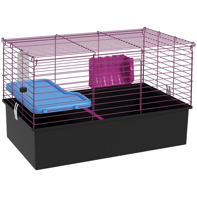 Image of PawHut Small Animal Cage, Rabbit Guinea Pig Hutch, Pet Playhouse, Black D51-157V01BK