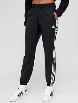 Image of adidas Train Icons 3 Stripes Woven Pants - Black, Size L, Women