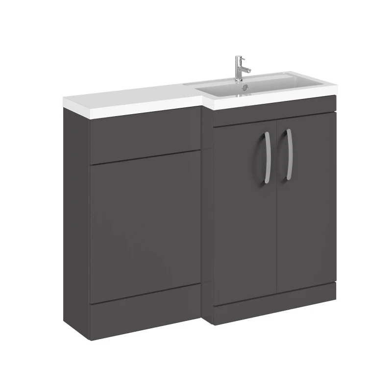 Image of Balterley Right Hand Vanity Basin and WC Combination Furniture Unit Grey 1100mm Grey