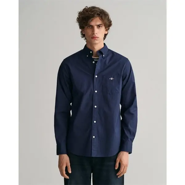 Image of Gant Regular Fit Poplin Shirt - Blue S