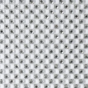 Image of Jewel White Pattern Glass Mosaic tile (L)300mm (W)300mm