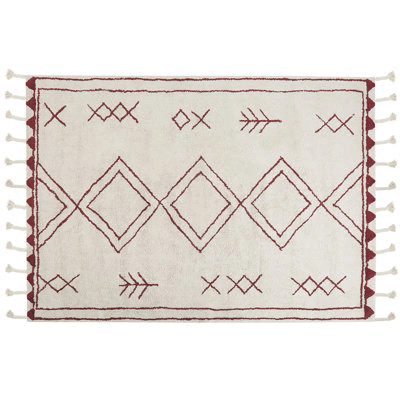 Image of Beliani Rug Kenitra Off-White 140 X 200 Cm Cotton