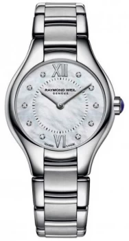 Image of Raymond Weil Womans Stainless Steel 10 Diamond Mother Of Watch