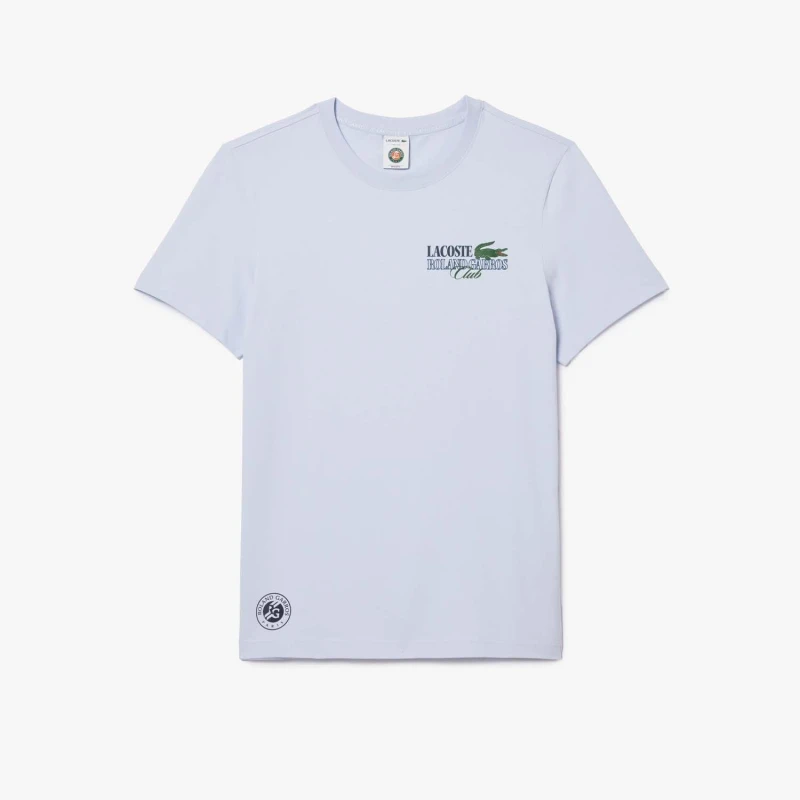 Image of Lacoste Roland-Garros Edition Cotton Tennis T-Shirt Blue male S