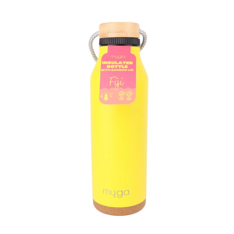 Image of Myga 700ml Fiji Insulated Water Bottle - Green in Yellow Yellow Unisex