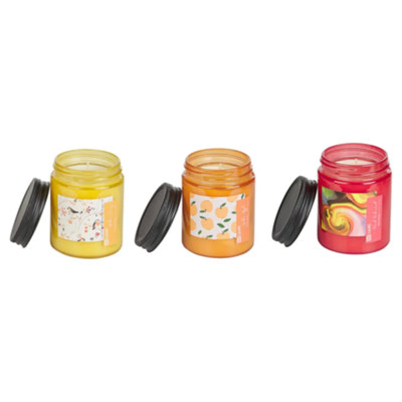 Image of Beliani Set Of 3 Scented Candles Fruity Bloom Soy Wax Fruity Notes