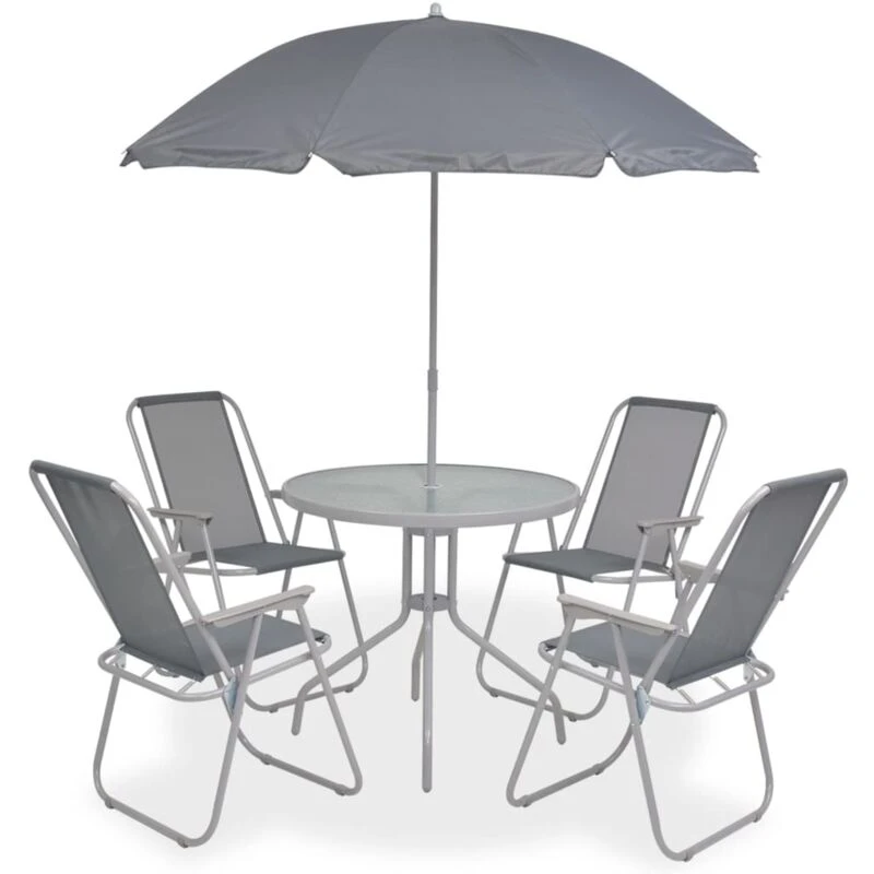 Image of 6pc vidaXL Grey Textilene Outdoor Dining Set
