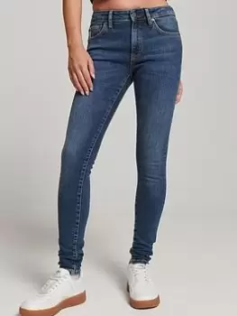 Image of Superdry Vintage Mid Rise Skinny - Blue Size 26, Inside Leg 32, Women
