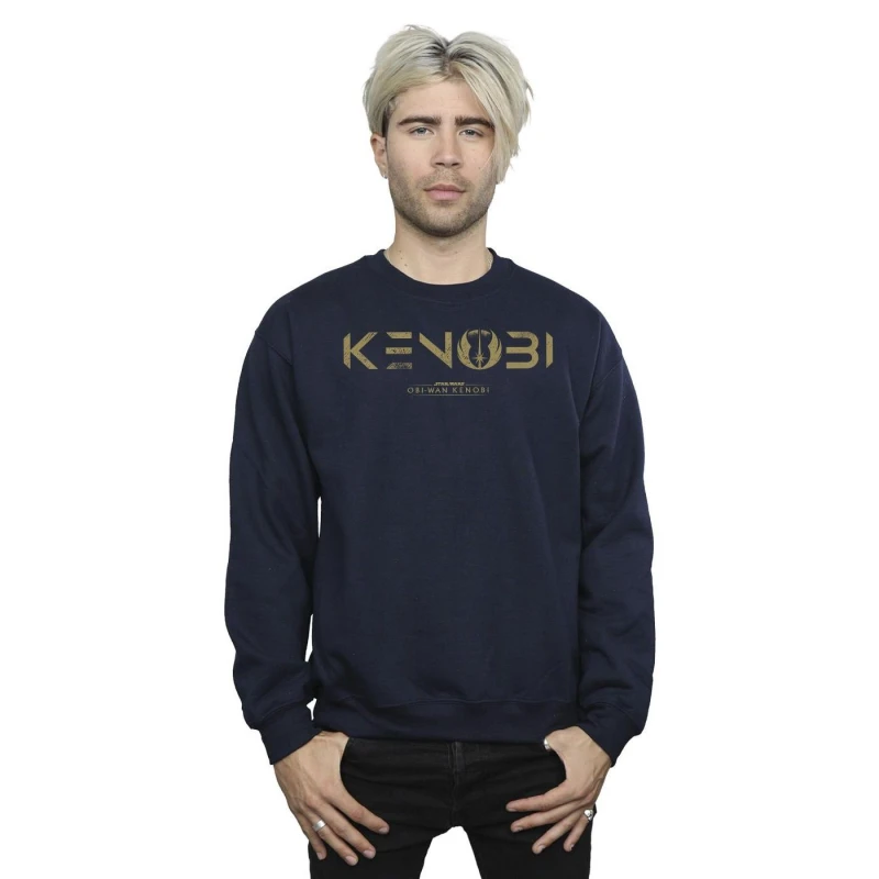 Image of Star Wars Star Wars Men Obi-Wan Kenobi Logo Sweatshirt in Navy Size: Small Navy S Male 5059934425903