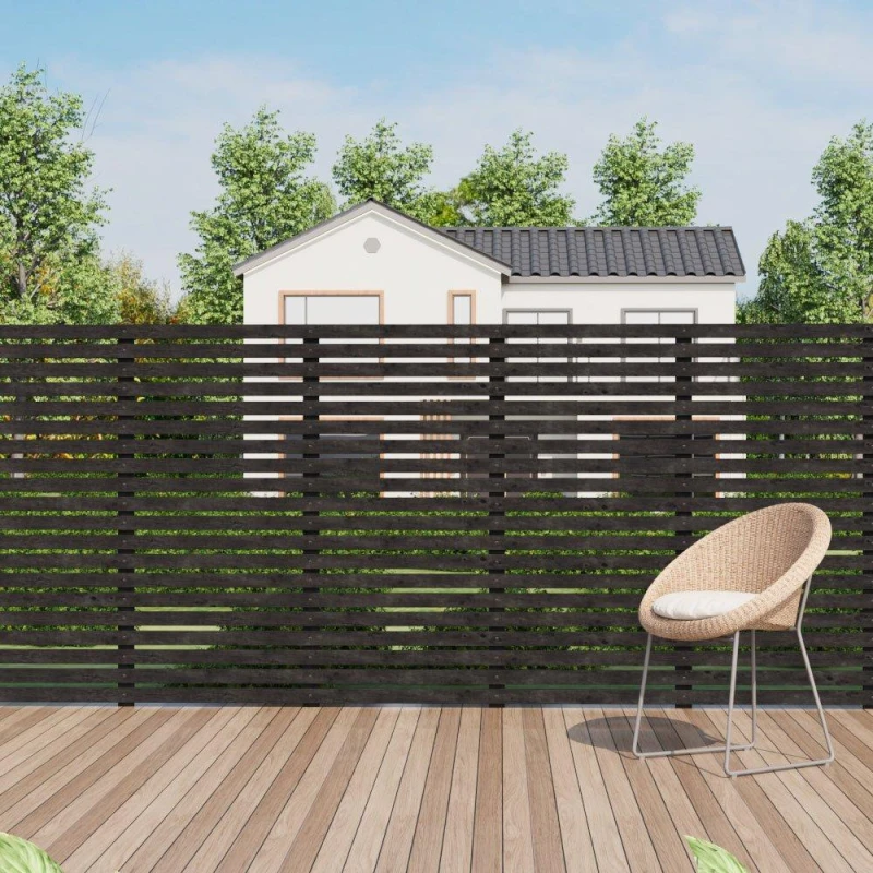 Image of Breeins 180cm Wide Garden Privacy Wood Fence Grey unisex 90cm H