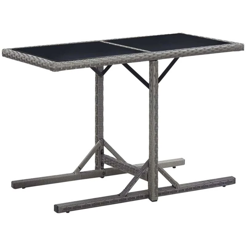 Image of VIDAXL Garden Table Anthracite 110x53x72cm Glass and Poly Rattan vidaXL 8719883755410
