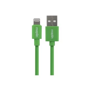 Image of Maplin Premium Lightning Connector to USB A Male Cable 0.75m Green