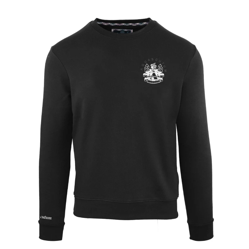 Image of Aquascutum Mens Roundnk Sweat Crew Sweatshirt Crew Sweaters Small Black 52345103350
