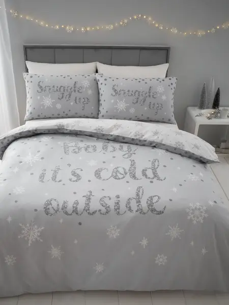 Image of Catherine Lansfield 'Baby It's Cold Outside' Duvet Cover Set Grey