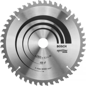 Image of Bosch Optiline Wood Cutting Mitre Saw Blade 260mm 48T 30mm