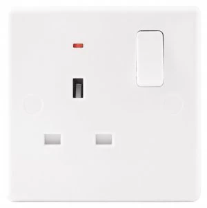 Image of Wickes 13A Slimline Neon Indicator Single Switched Plug Socket - White