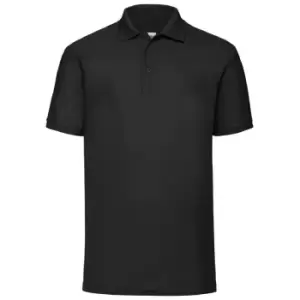 Image of Fruit Of The Loom Mens 65/35 Pique Short Sleeve Polo Shirt (XL) (Black)