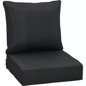 Image of Outsunny Outdoor Seat and Back Cushion Set, Deep Seating Chair Cushion, Black - Black