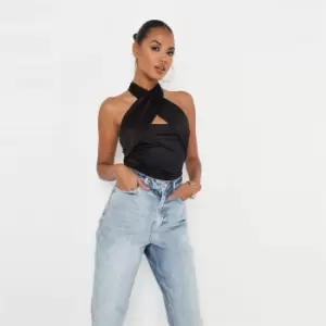 Image of Missguided Slinky Halter Neck Bodysuit - Black