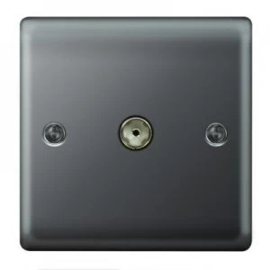 Image of Wickes Single Raised Plate Coaxial Socket - Black