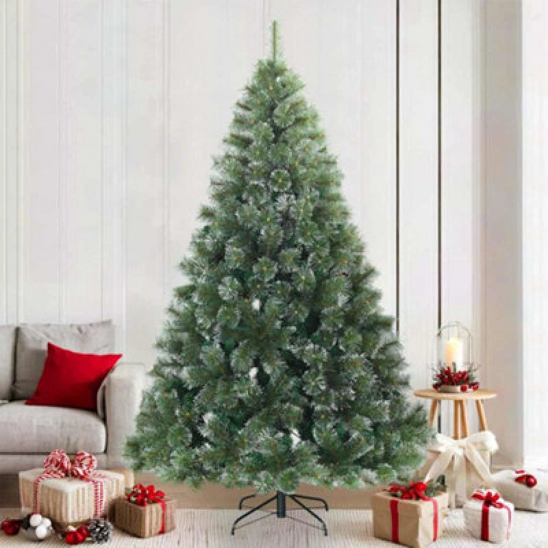 Image of Vidaxl Artificial Hinged Christmas Tree Snow Flocked Green 210 Cm