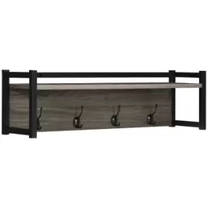 Image of HOMCOM Rustic Wall-mounted Coat Rack Floating Shelf With 4 Hooks For Entryway