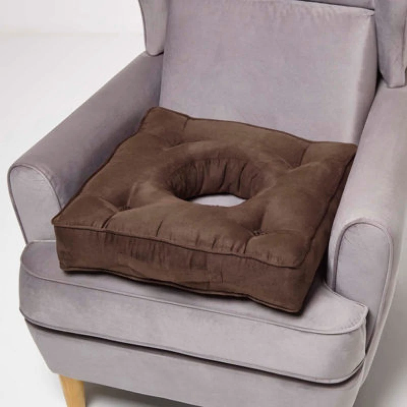 Image of Homescapes Faux Suede Coccyx Cushion Brown