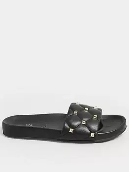Image of Long Tall Sally Quilted Slider - Black, Size 9, Women