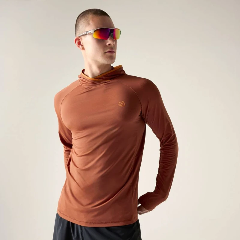 Image of Dare 2b Mens Sprint City Running Hooded Midlayer in Burnt Orange Size: Medium Burnt Orange Male M