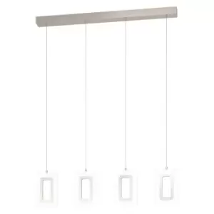 Image of Pendant Light Colour Satin Nickel Shade Satined Plastic Bulb LED 4x5.4W