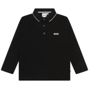 Image of Boss Long Sleeve Small Polo Shirt Juniors - Black