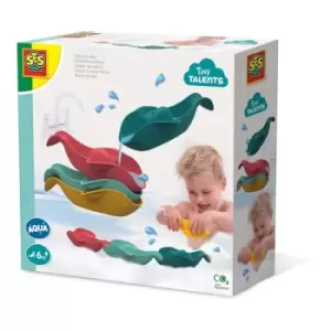 Image of SES CREATIVE Tiny Talents Childrens Fish in a Row Bath Toy, Unisex, 6 Months and Above, Multi-colour (13098)