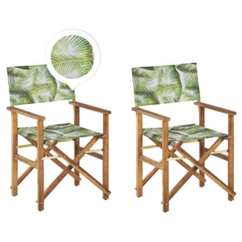 Image of BELIANI Set of 2 Garden Chairs CINE Acacia Wood Light Green 312397