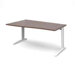 Image of TR10 Left Hand Wave Desk 1600mm - White Frame Walnut Top