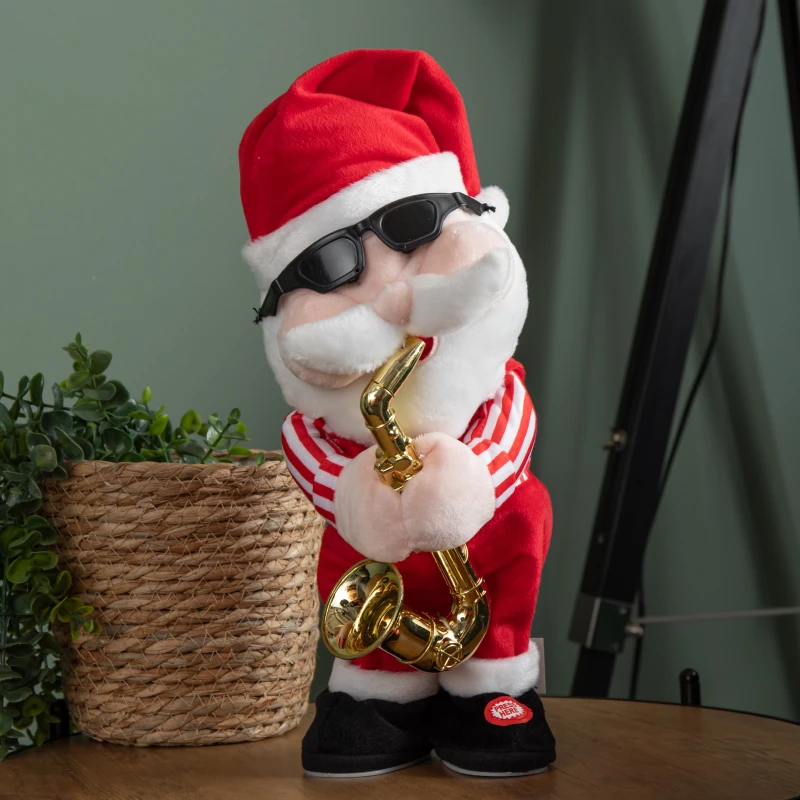 Image of 35cm Battery Powered Animated and Singing Santa with Saxophone Decoration