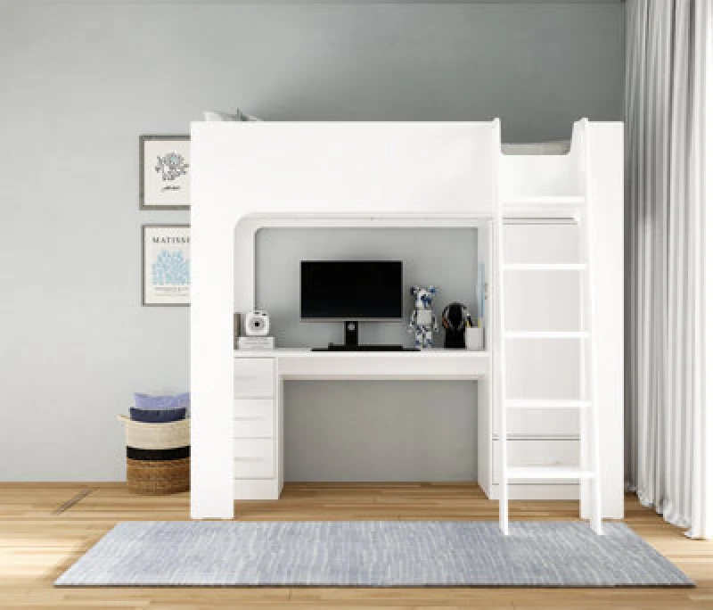 Image of Flintshire Eden White Wooden High Sleeper Bed - 3ft Single