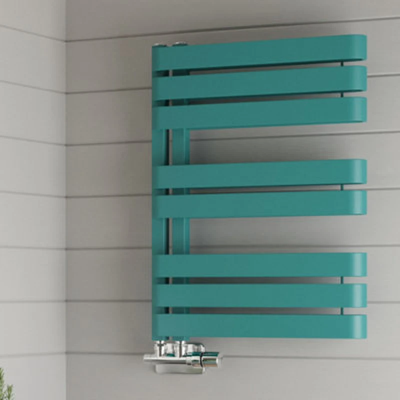 Image of Terma Warp S T-Rail Teal Hydronic Flat Towel Warmer (W)500mm X (H)655mm