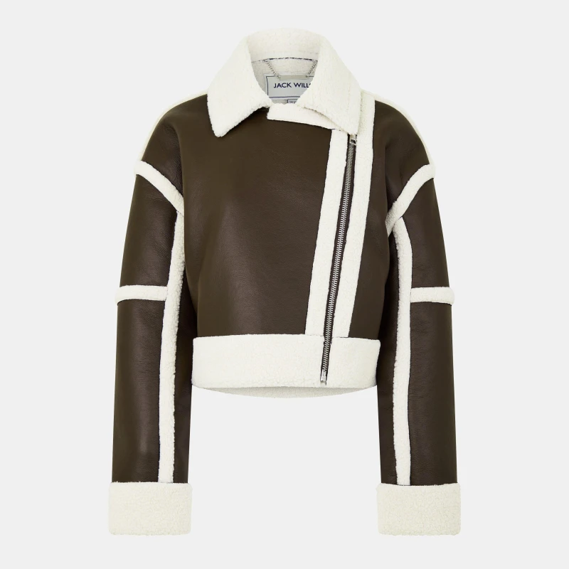 Image of Jack Wills Borg Aviator Jacket - Brown Brown 6