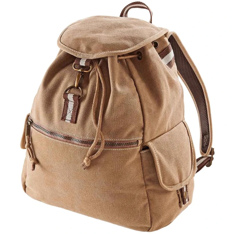 Image of Quadra Mens Vintage Canvas Backpack in Tan Tan Male