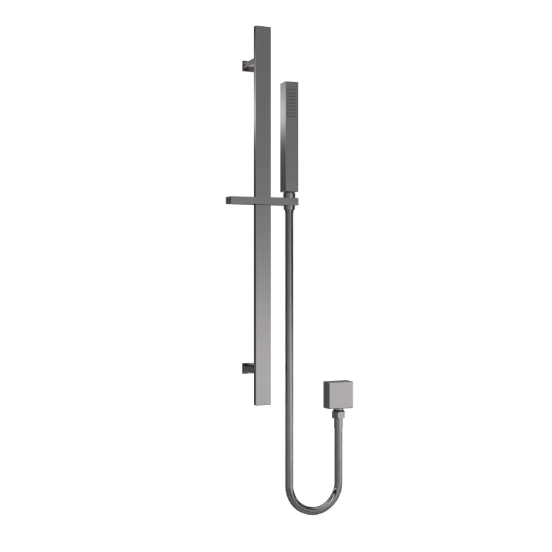 Image of Balterley Rectangular Slider Rail Kit with Outlet Elbow Brushed Pewter Silver