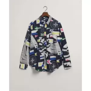 Image of Gant Rel Sailing Print Shirt Evening Blu - Blue