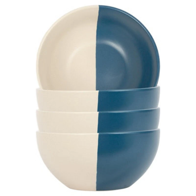 Image of Nicola Spring Dipped Stoneware Cereal Bowls - 16.5Cm - Navy - Pack Of 4